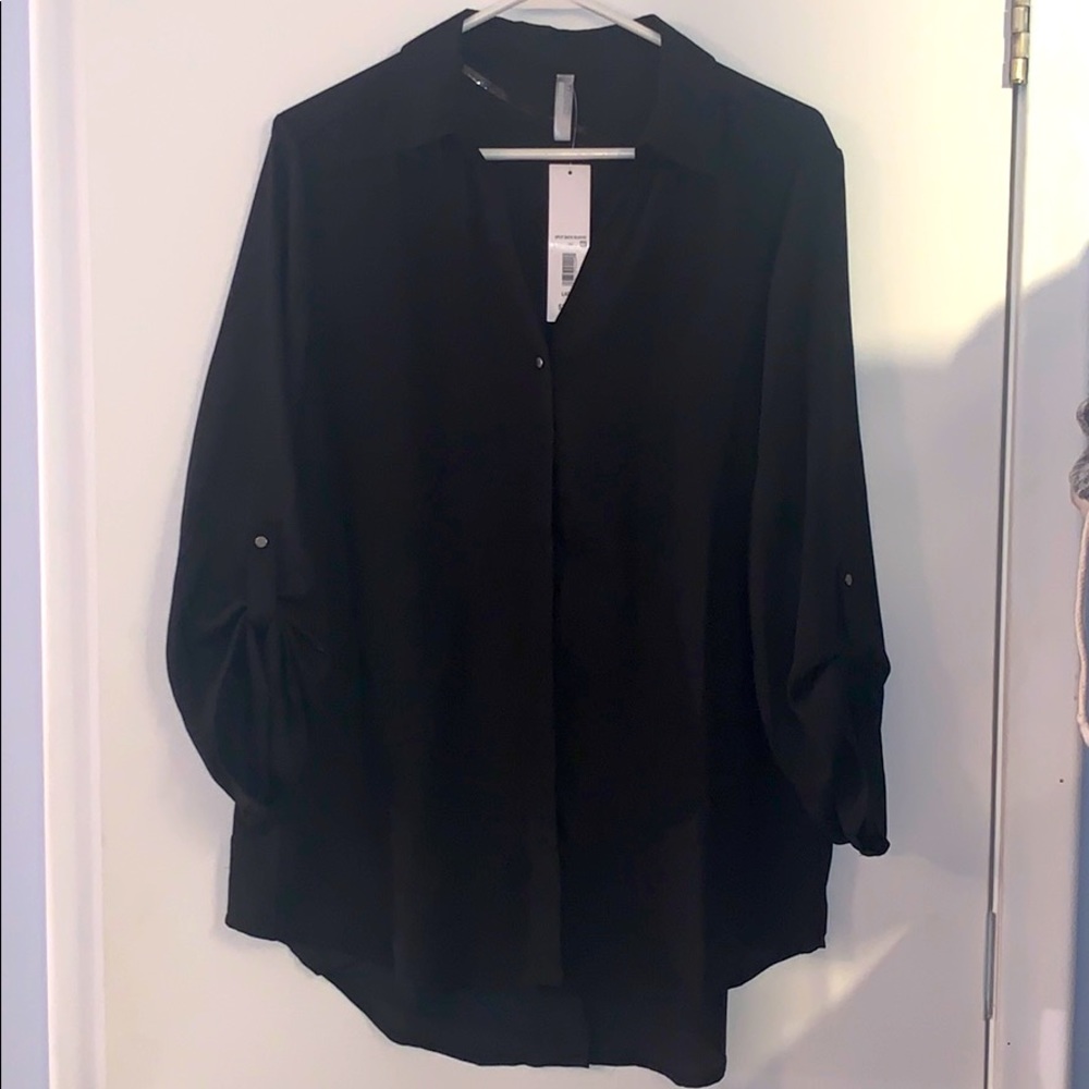 NWT black sheer blouse size large